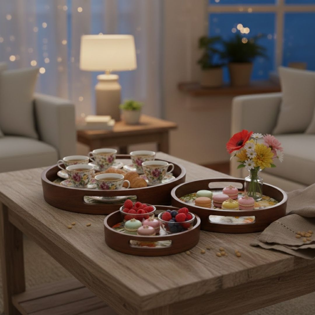 Enamel Floral Serving Tray - Elegant Kitchenware 018